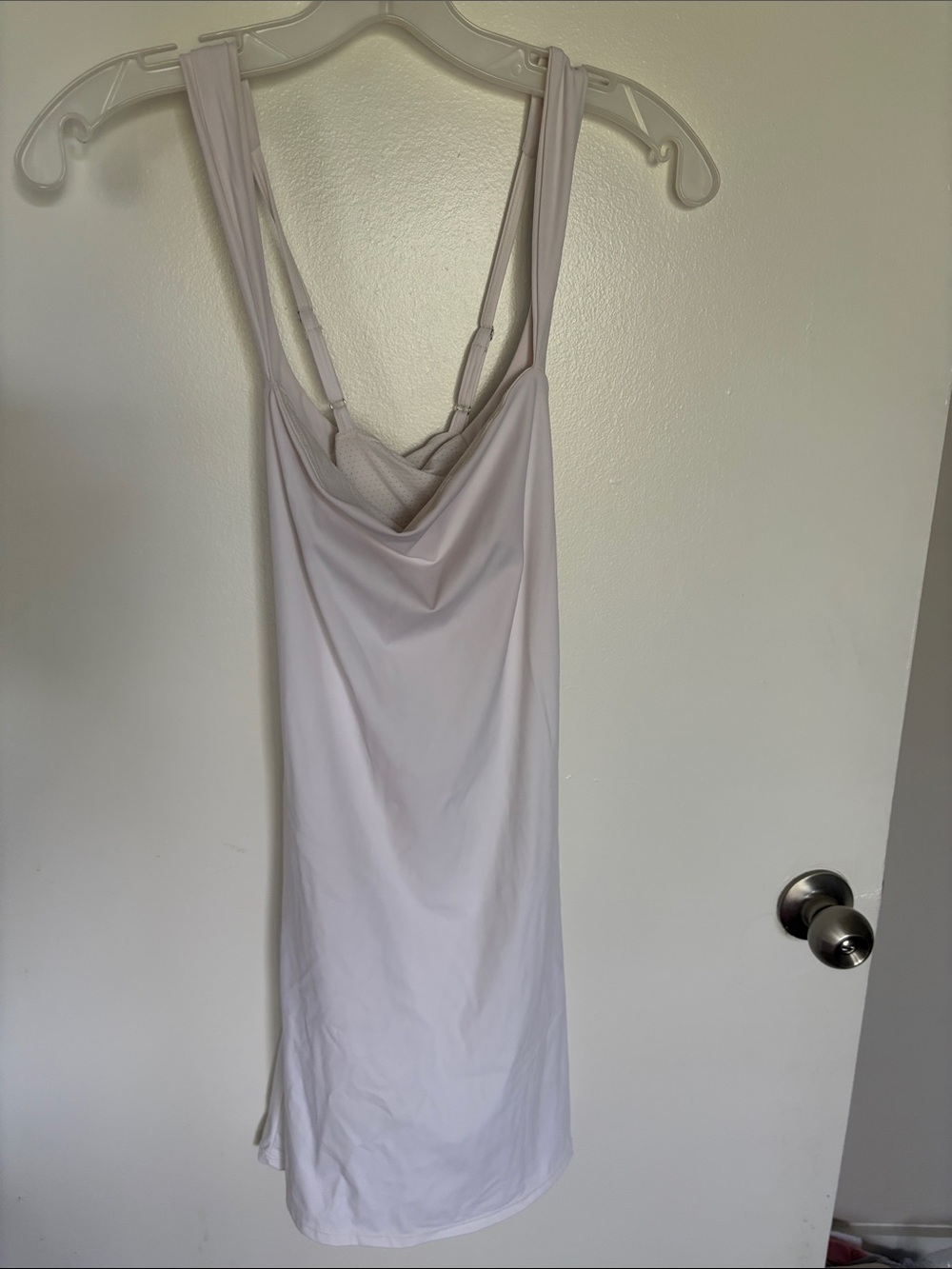 Sleeveless Cowl Neck White Tennis Dress